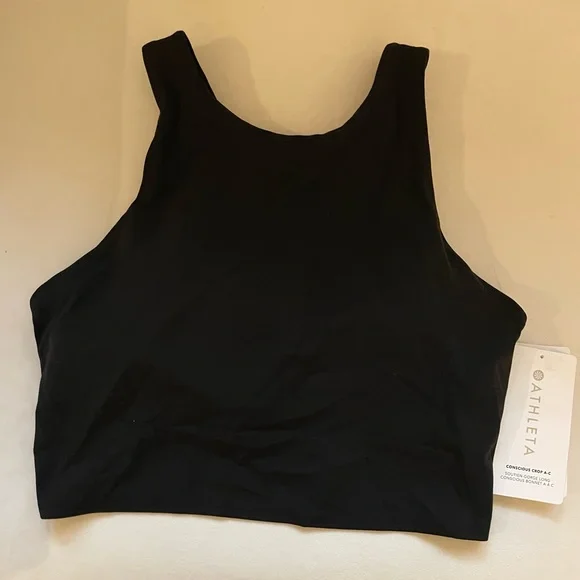 NWT ATHLETA Conscious Crop Top A-C in Black Size M - Picture 4 of 10